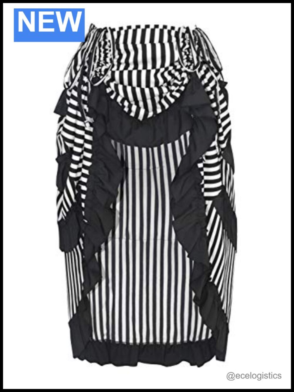 Steampunk High Low Skirt Gothic Cyberpunk Ruffled Ankle Length Adjustable Waist
